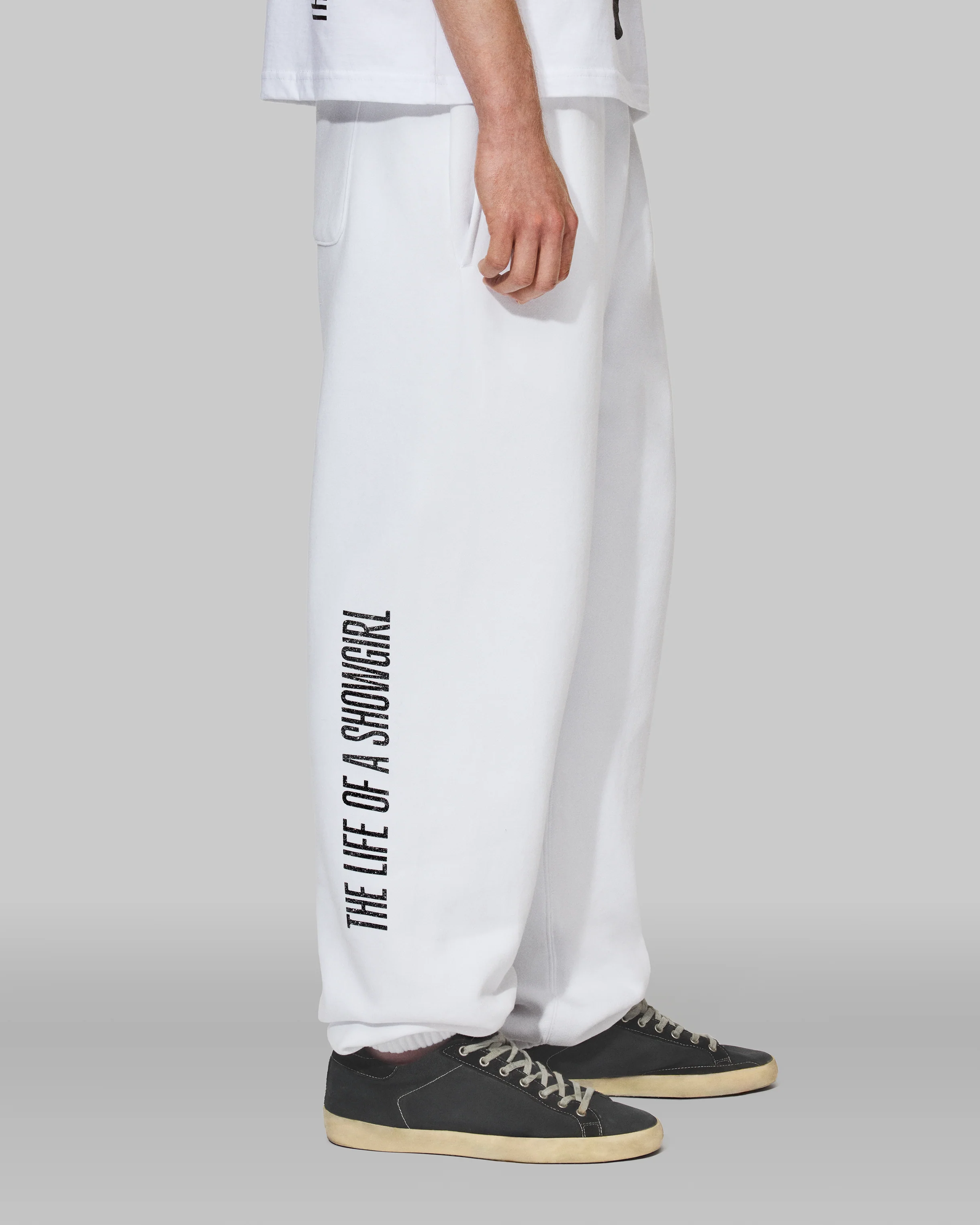 The Life of a Showgirl Shiny Bug White Sweatpants - Image 5
